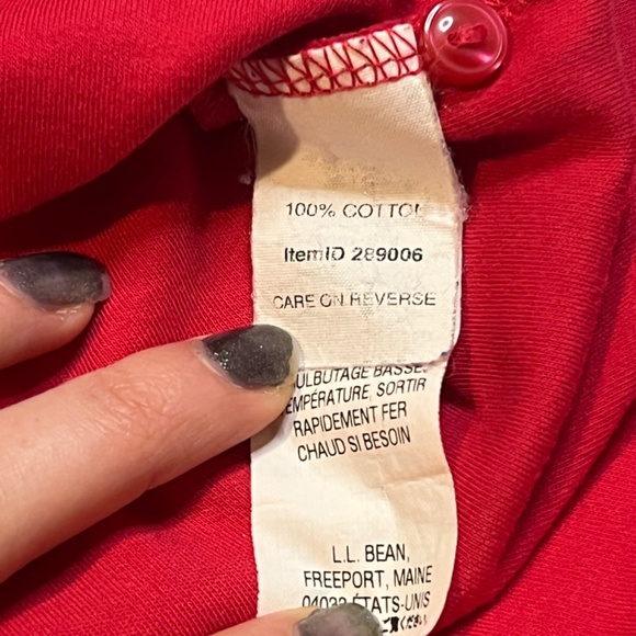 L.L. Bean Women's Vintage Cotton Collared Long Sleeve Shirt Red Button-Up Size L - Picture 7 of 8